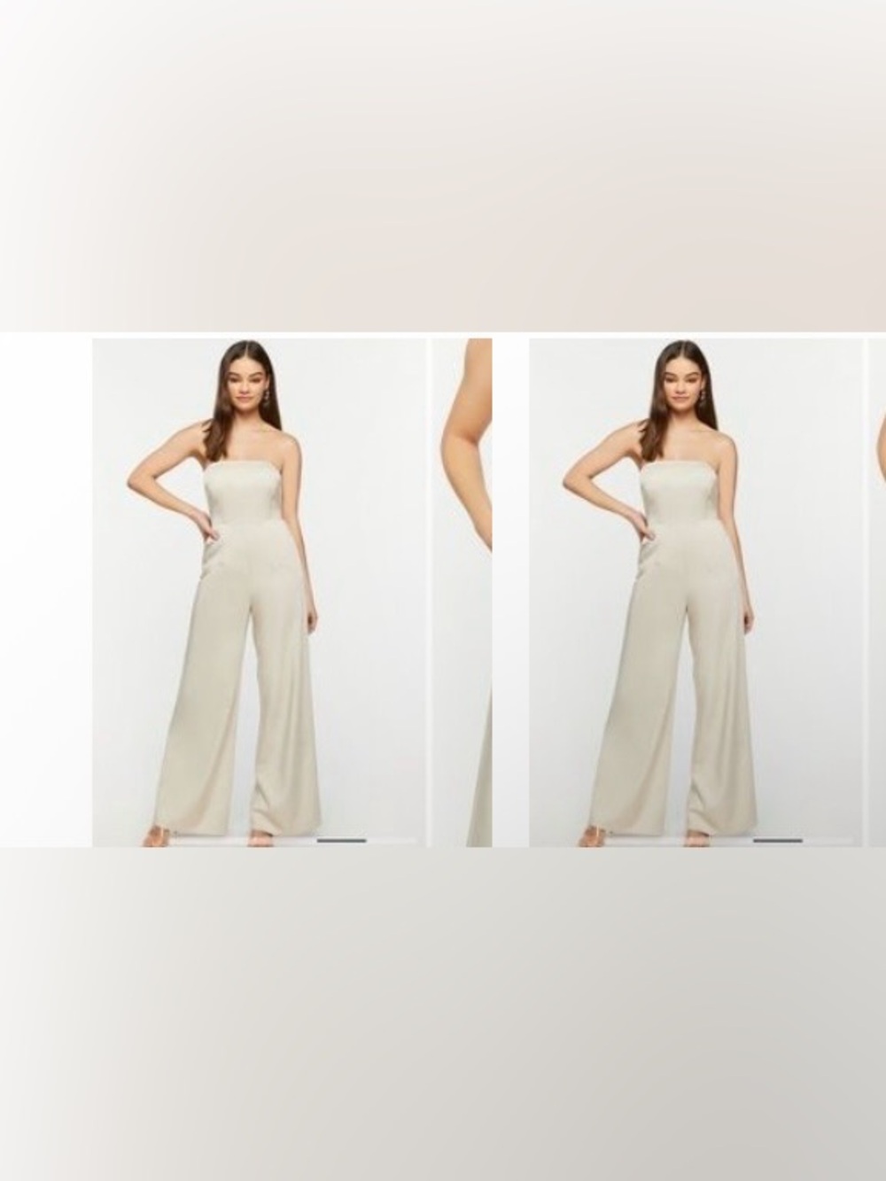 Forever 21 White Strapless Wide-Leg Jumpsuit